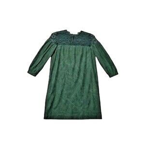 FRAMeWORK Dark Green Shift Dress Sz Medium Above Knee Lace Long Sleeves